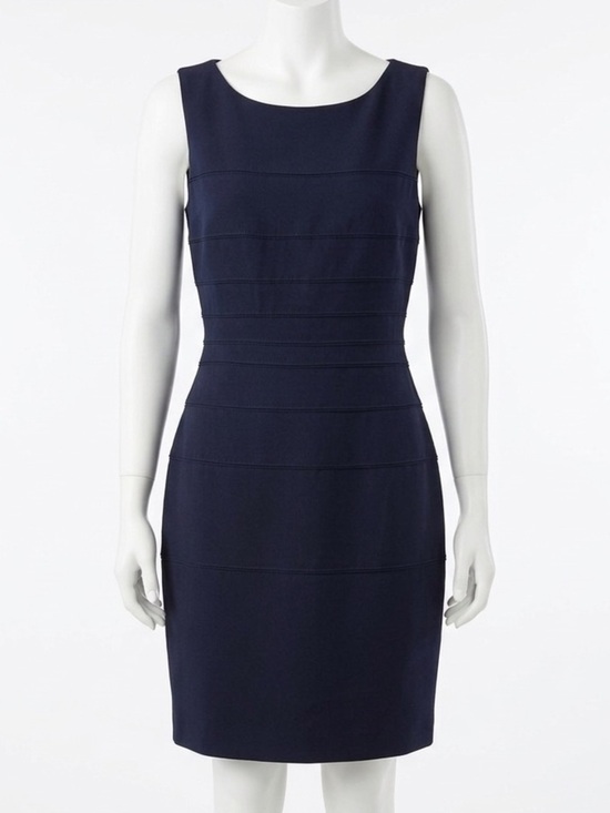 Calvin Klein Dresses & Skirts - Calvin Klein Navy Blue Ribbed Sheath Dress 10P Petite Work Business Casual